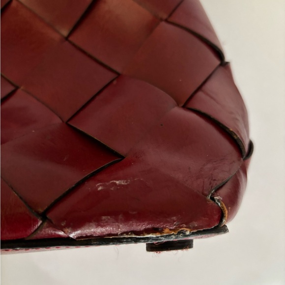 Vintage Wilsons Leather Deep Red Woven Shoulder Bag - Picture 5 of 5